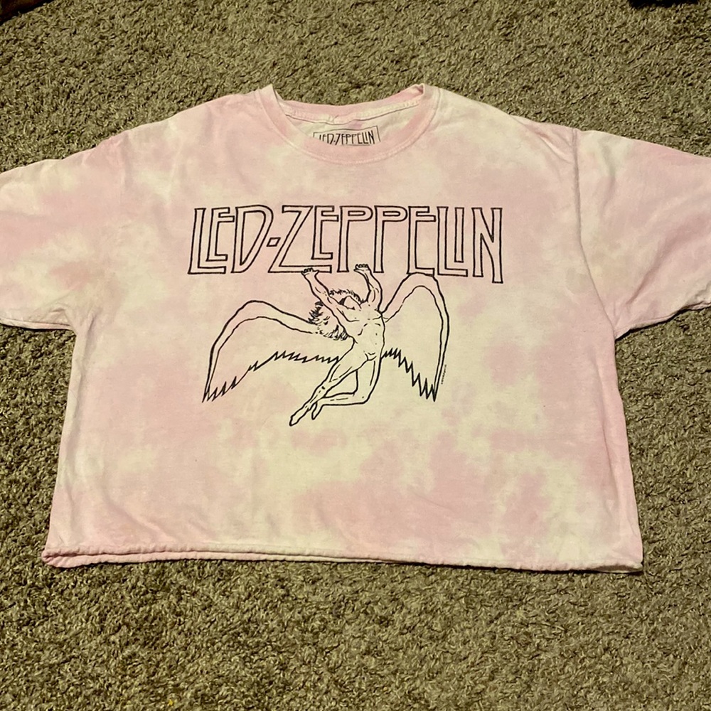 Pink Led Zeppelin Crop Top, Medium, With Angel